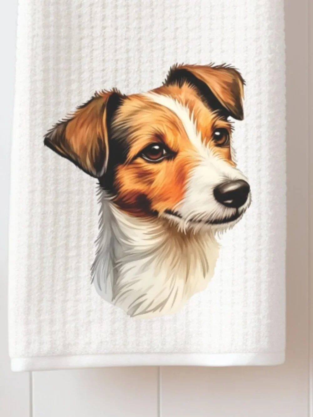 Jack Russell Terrier Waffle Weave Decorative Kitchen Tea Towel